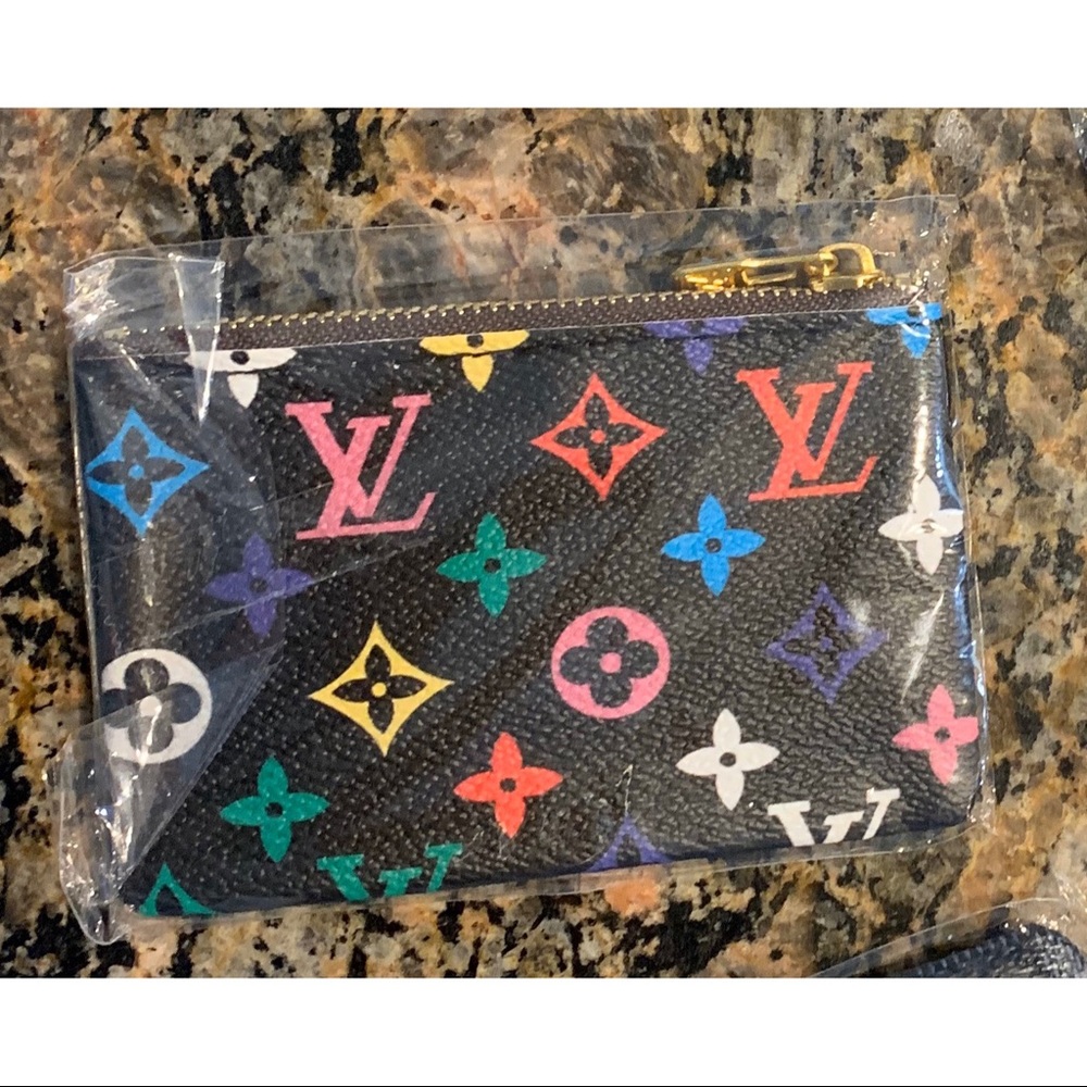 rainbow wristlet key pouch